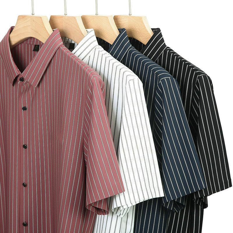Chemise d'été manches courtes homme rayures verticales légères mode
