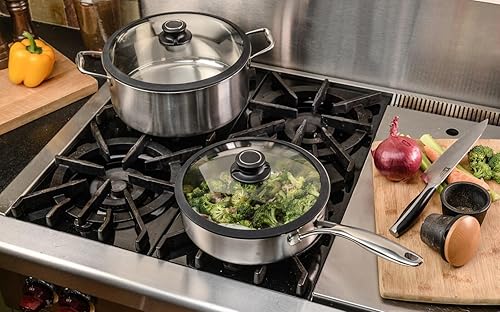 Vista 6 de Frieling Black Cube - Tapa de vidrio templado de liberación rápida, olla de 11 pulgadas, sartén y tapa de sartén