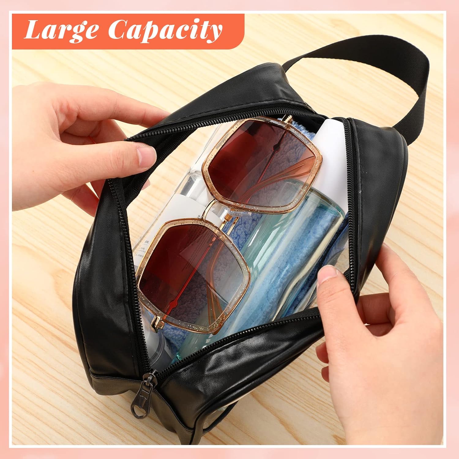 Buryeah 12 Pieces Toiletry Bags Bulk for Women Men Translucent Small Travel Makeup Pouch Portable Waterproof Organizer Set for Accessories Toiletries Gifts for Wedding(Black) - Image 4