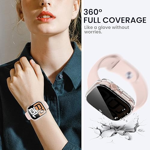 Vista 47 de Tensea Funda protectora de pantalla impermeable para Apple Watch (2 en 1) para Apple Watch, serie SE 6, 5, 4, 1.732 in, iWatch PC, película