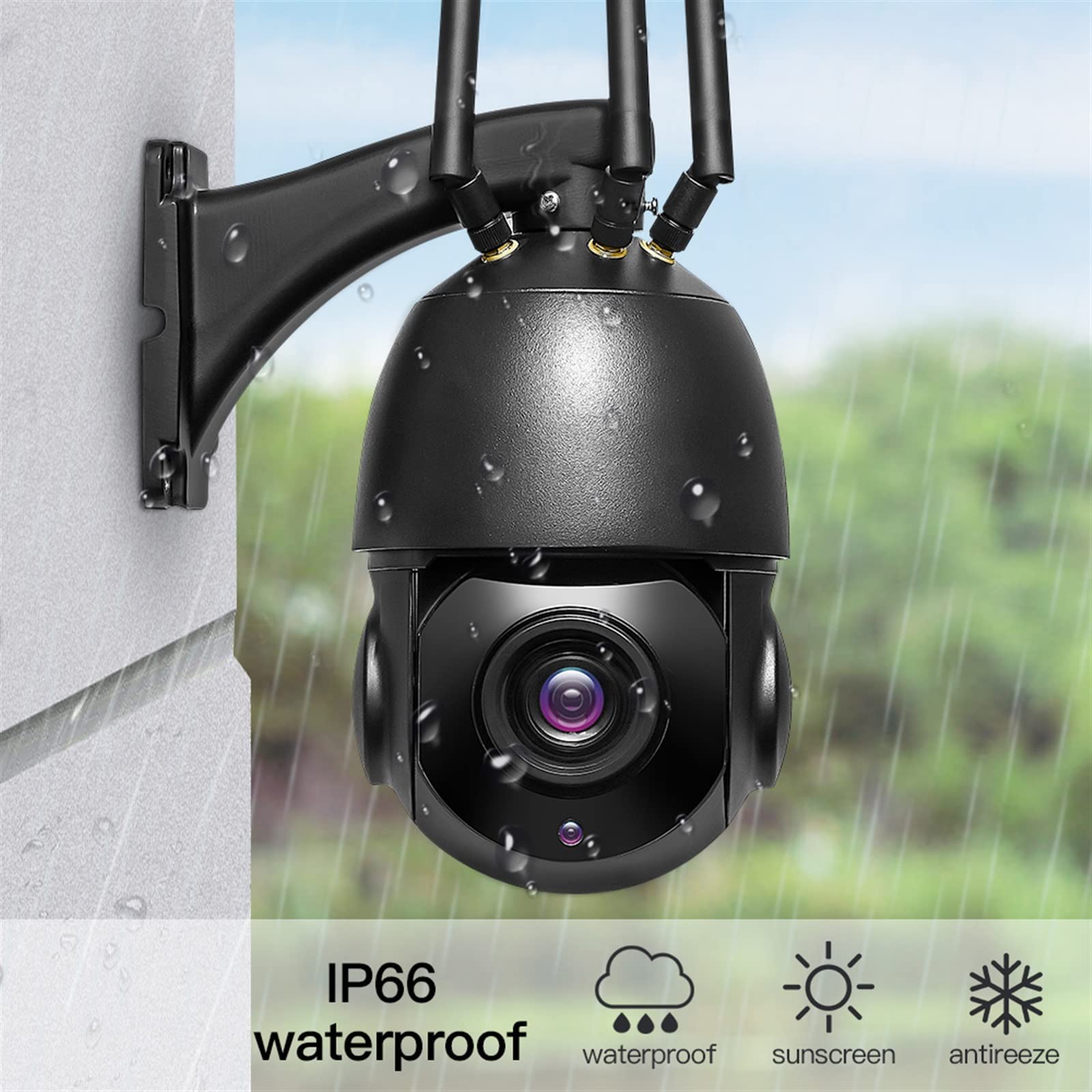 Kamera bezpieczeństwa, Kamera 4G 1080P HD 30X Zoom optyczny Domowa kamera IP 80M IR Night Vision Śledzenie człowieka IP66 Wodoodporny(4G 32G)