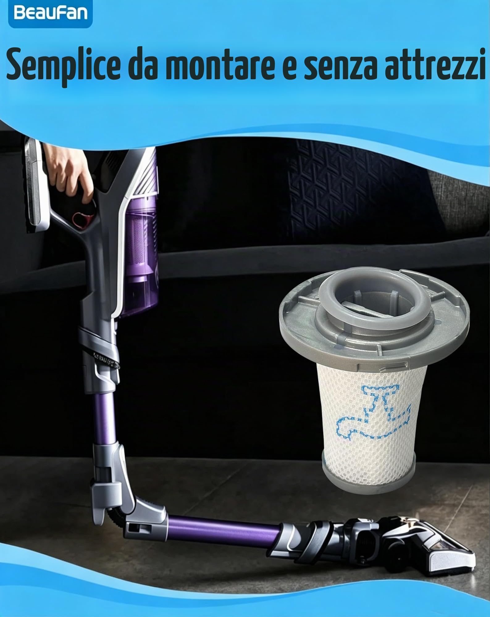 Confezione da 4 filtri Compatibile con Rowenta X-Force Flex 8.60 RH96 Serie RH9611 RH9637 RH9638 RH9639 RH9677 RH9678 & X-PERT 6.60 RH68 Serie RH6821 RH6837 6838 RH6878 Cordless Aspirapolvere