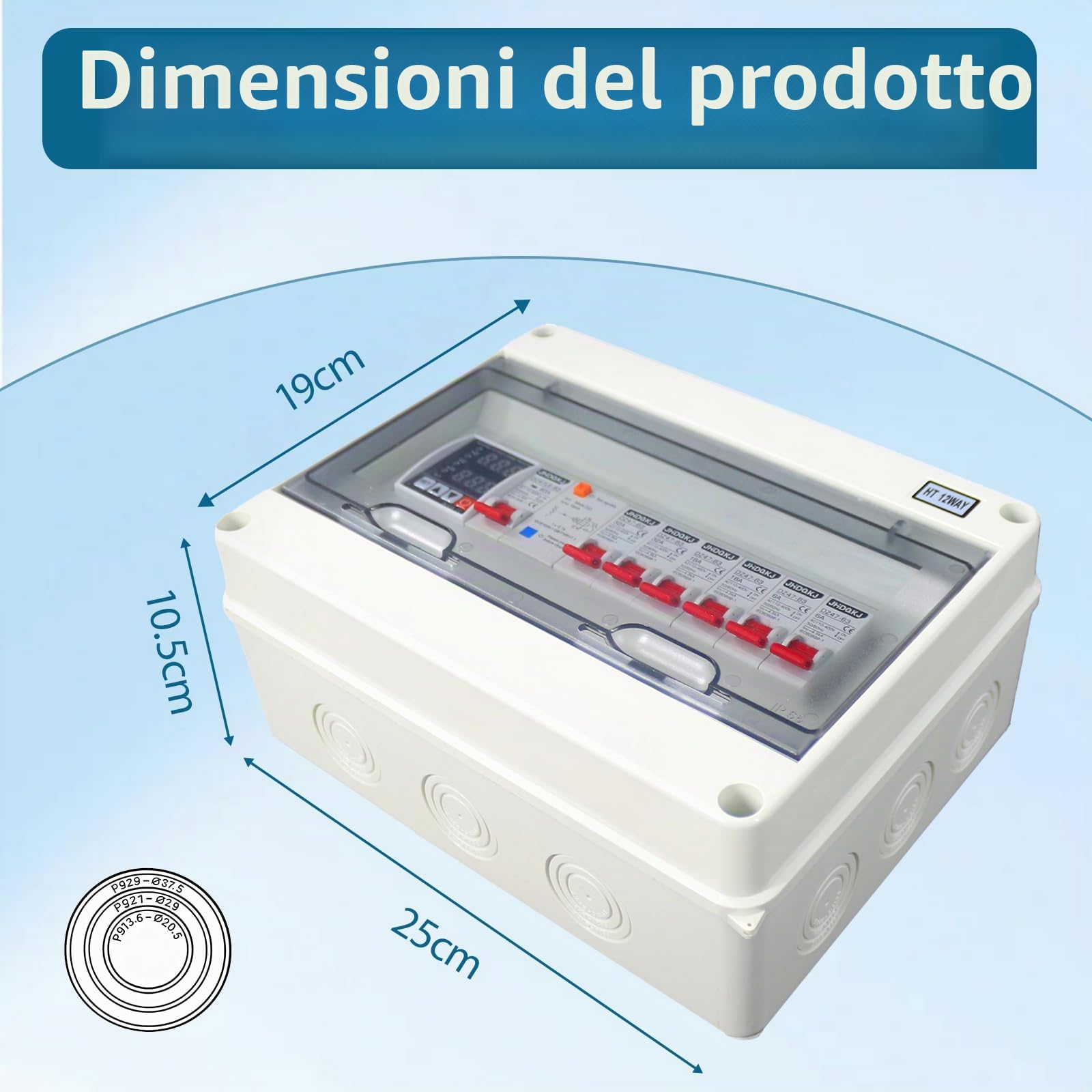 Quadro elettrico a parete, con interruttore differenziale e protezione contro sovratensioni, 2x32A, 2x16A, 2x6A interruttori AC, IP65 distributore di corrente per officina, garage, camper