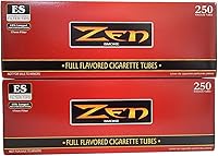 ZEN King Size Full Flavor Cigarette Tubes 2-Pack, 500 Tubes Total - Premium Plant-Based Papers for Even Burn