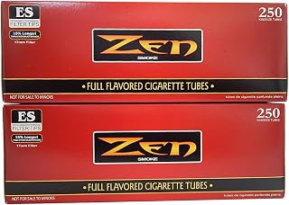 ZEN King Size Full Flavor Cigarette Tubes 2-Pack, 500 Tubes Total - Premium Plant-Based Papers for Even Burn