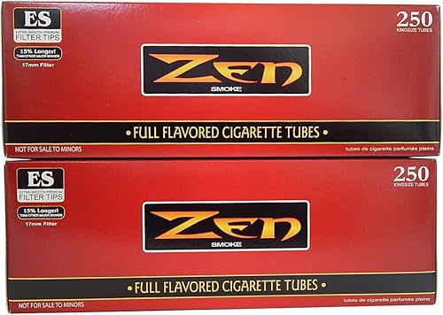 ZEN Tubos de cigarrillos de sabor completo tamaño King -2 paquetes, 250 unidades por caja