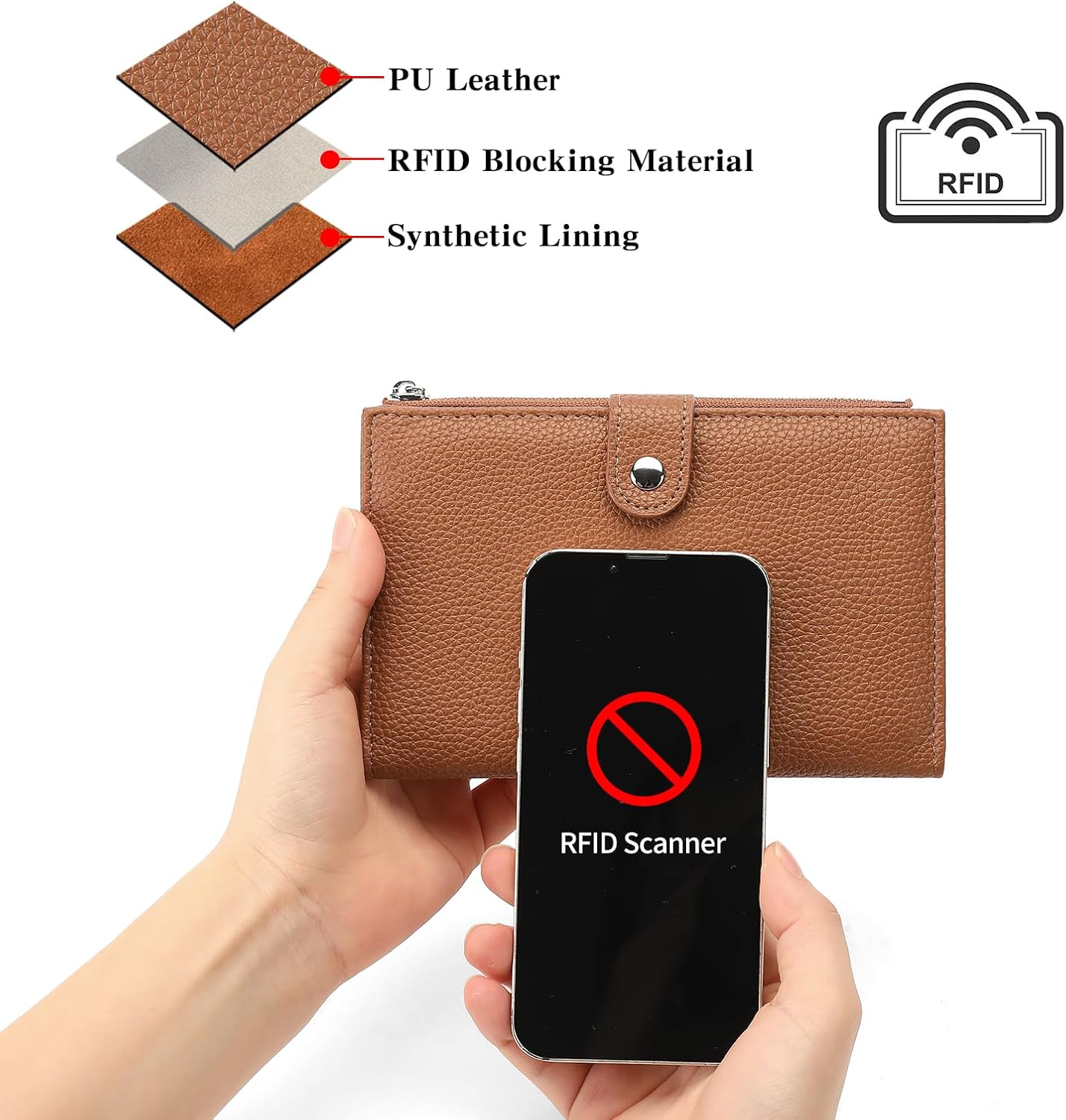 RNIEGA Passport Holder for Women Leather Passport Wallet for Travel RFID Blocking Passport Wallet Credit Card Holder with Zipper Pocket image 3