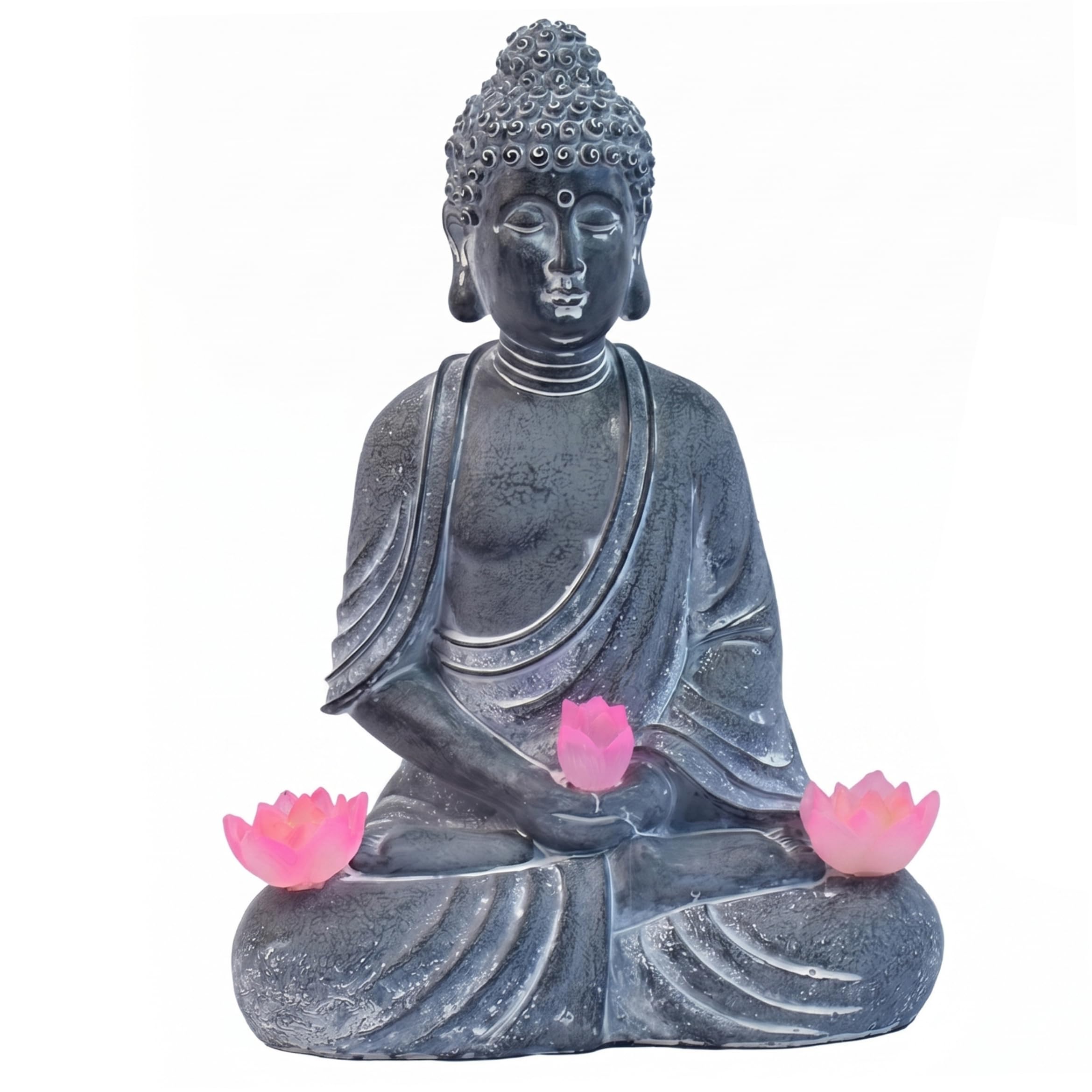 AwnsIMfreien Buddha Statue Outdoor, Solar Buddha Statue Outdoor - Weather-resistant Resin Sitting Zen Decor With Lotus Light For Garden Patio Yard Balcony, Statues for Garden