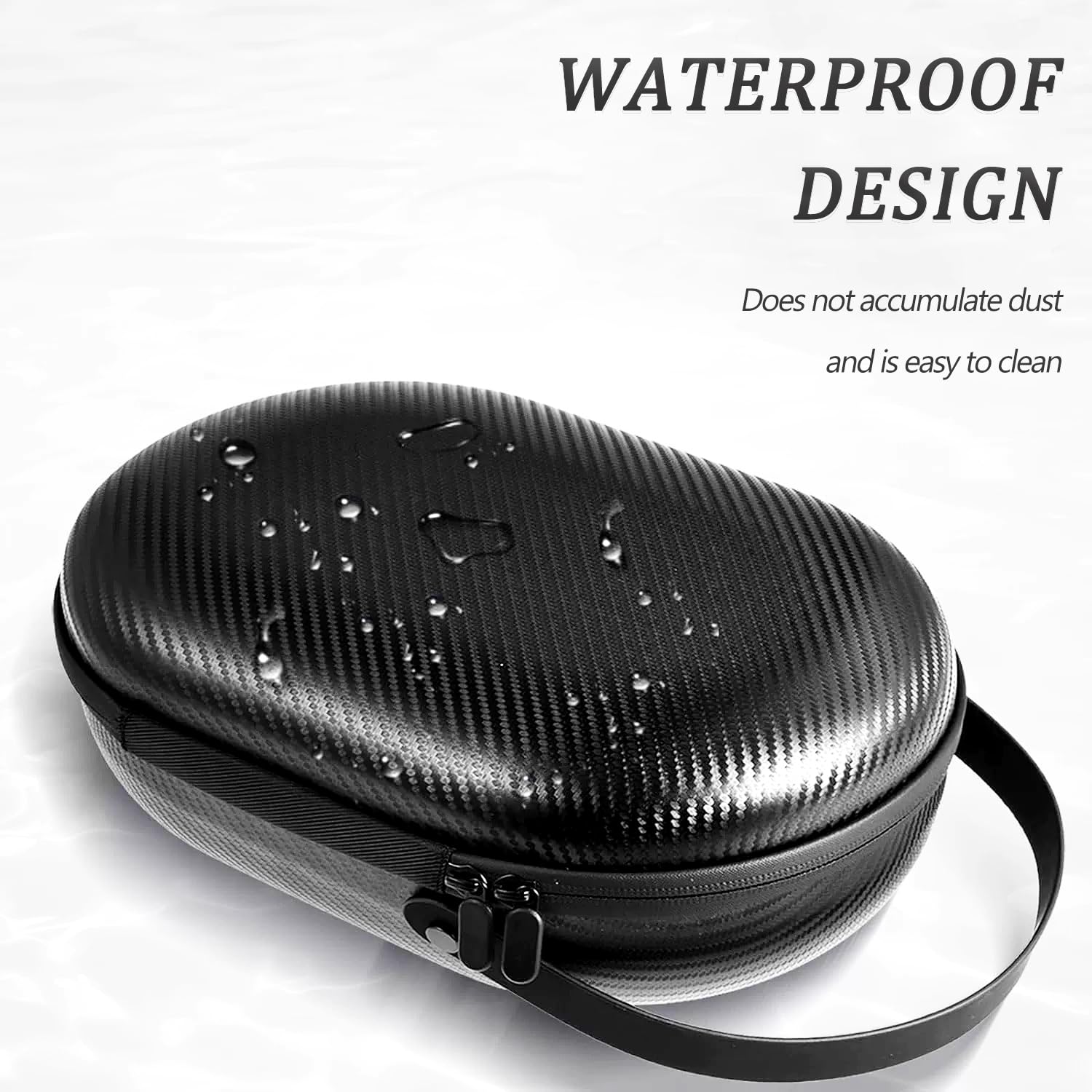 LANSKLBD Funda de transporte rígida de EVA con patrón de fibra de carbono para Apple Vision Pro con espacio de almacenamiento personalizado, impermeable y ligera, bolsa de viaje portátil negra con
