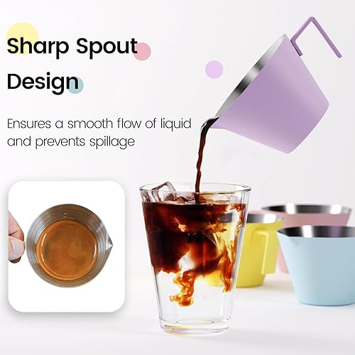 Miniatura 4 de MHW-3BOMBER Taza medidora de café expreso con taza de salsa de 3 onzas, taza de café expreso, taza de vertido de acero inoxidable para salsa de