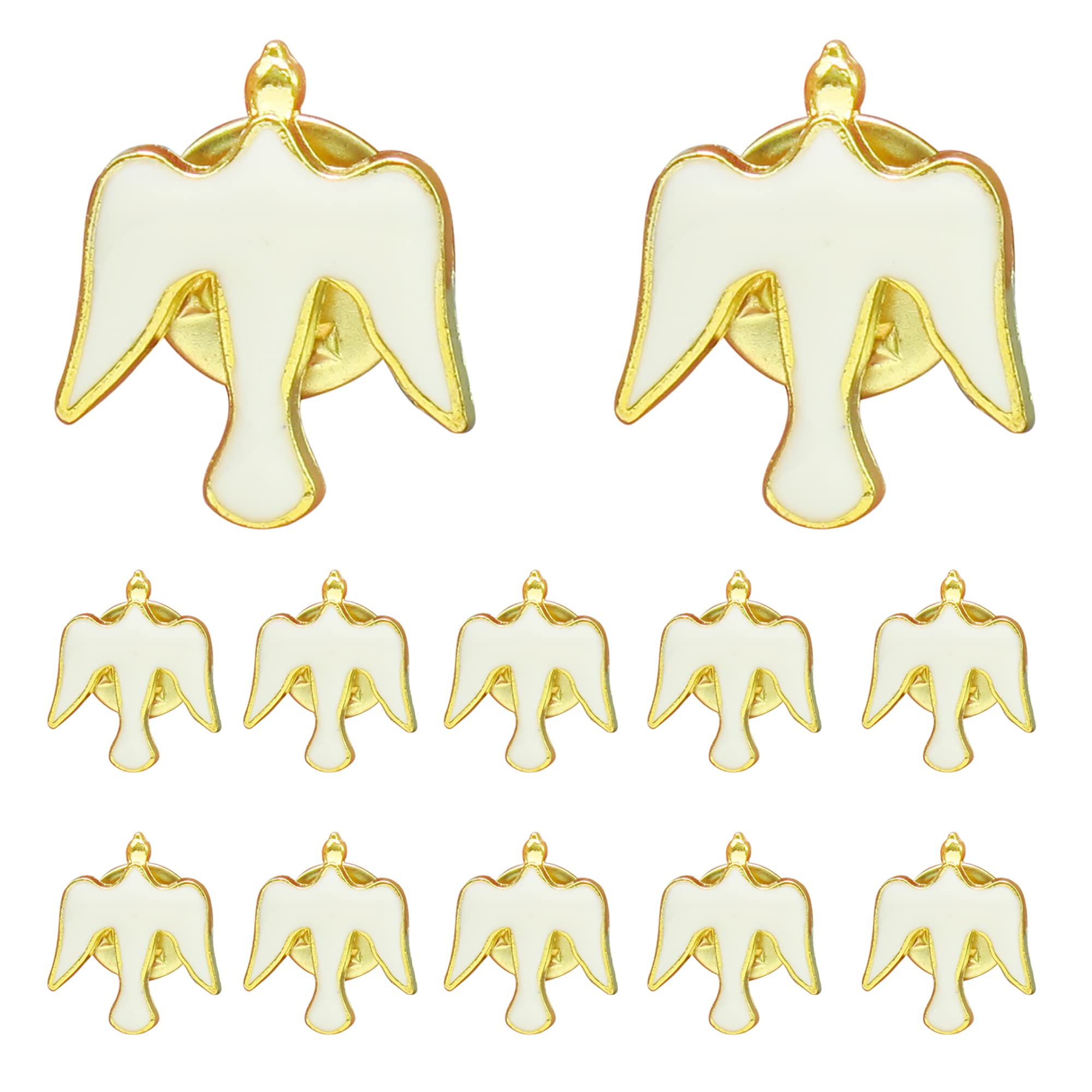 12 PCS Holy Spirit Lapel Pin White Red Enamel Dove First Communion, Baptism, Confirmation, and Memorial Favors