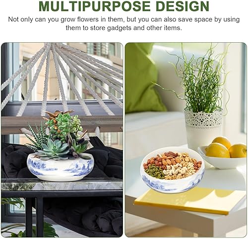 Miniatura 6 de Maceta de cerámica para decoración floral, mesa auxiliar circular, contenedor para suculentas, macetas rústicas, macetas de bonsái, maceta de