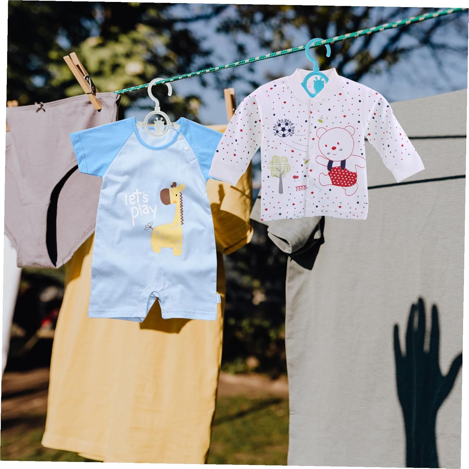 20pcs Clothes Hangers for Newborns and Small Nursery Closet Organizers in Blue Gray Green Pink Compact Wardrobe Hangers for Shirts Pants Coats Sweatshirts