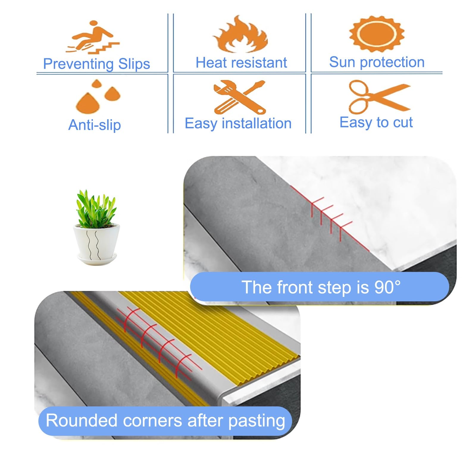 Antypoślizgowe paski schodowe, taśma antypoślizgowa do bieżników schodowych, samoprzylepne listwy wykończeniowe, wodoodporne noski schodowe, bezpieczeństwo dla osób starszych, dzieci i psów