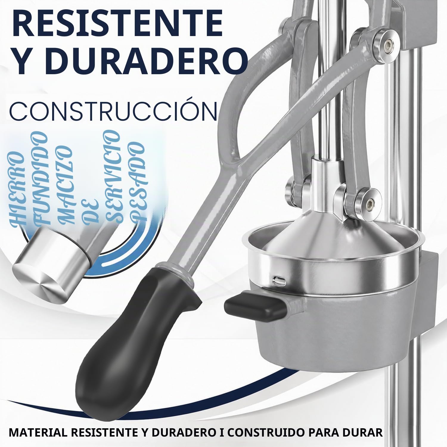Eurolux Exprimidor de hierro fundido ultra premium, extra grande, resistente, grado comercial, prensa manual de acero inoxidable, exprimidor de cítricos para jugo de naranja fresco, granada, limón y