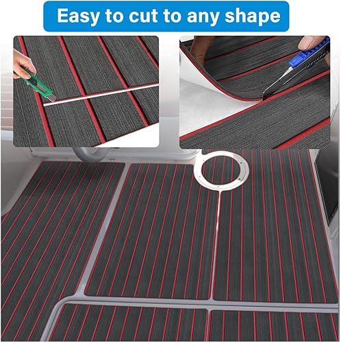 Miniatura 26 de Alfombra de espuma EVA para cubierta de 94 x 45/35/16 de teca sintética, antideslizante, autoadhesiva, tapete de espuma para lanchas de motor