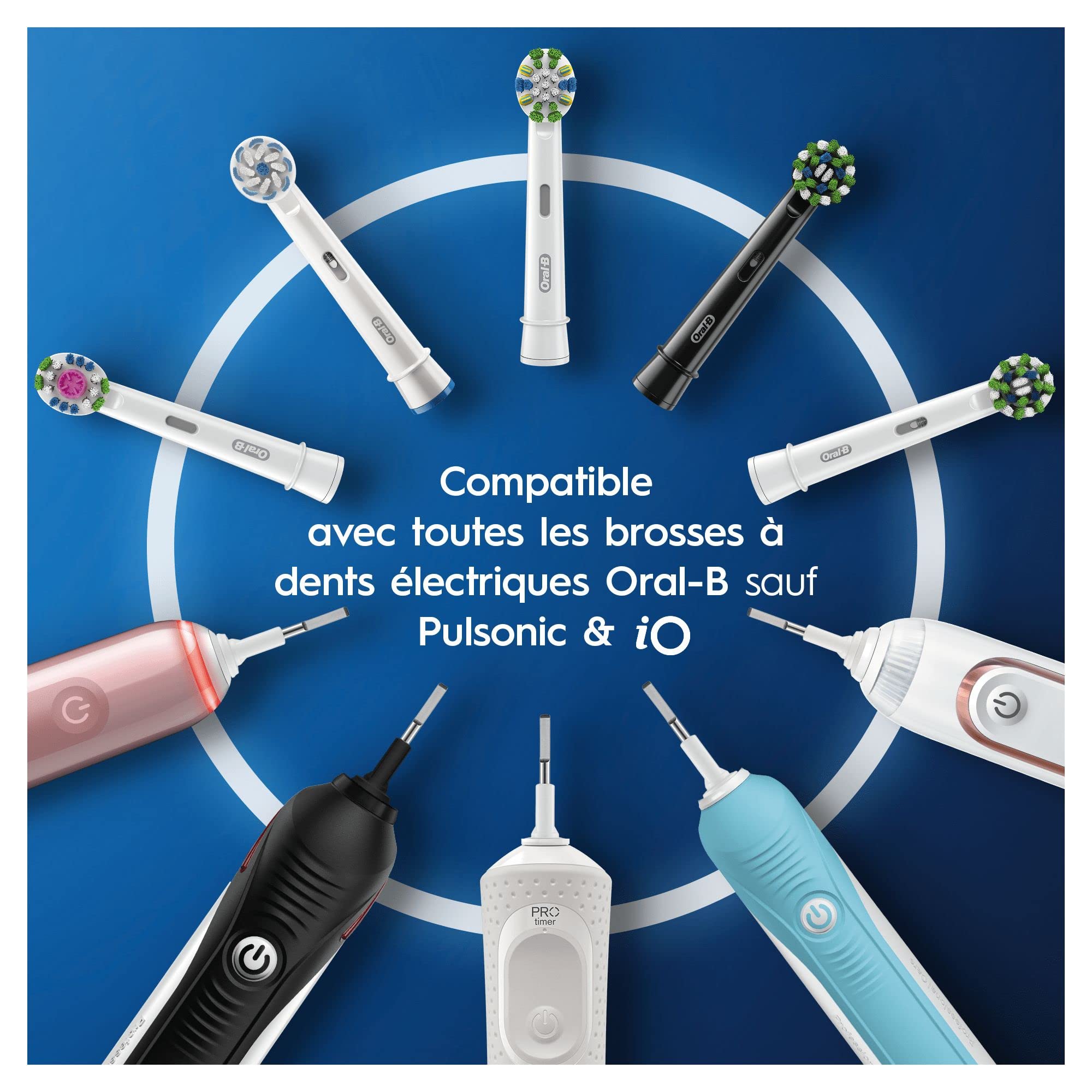 Oral-B Cross Action Clean Maximiser, Brossettes de rechange, Embout, Pack de 8 pour Brosse à Dents Électrique Format Spécial Boîte Aux Lettres