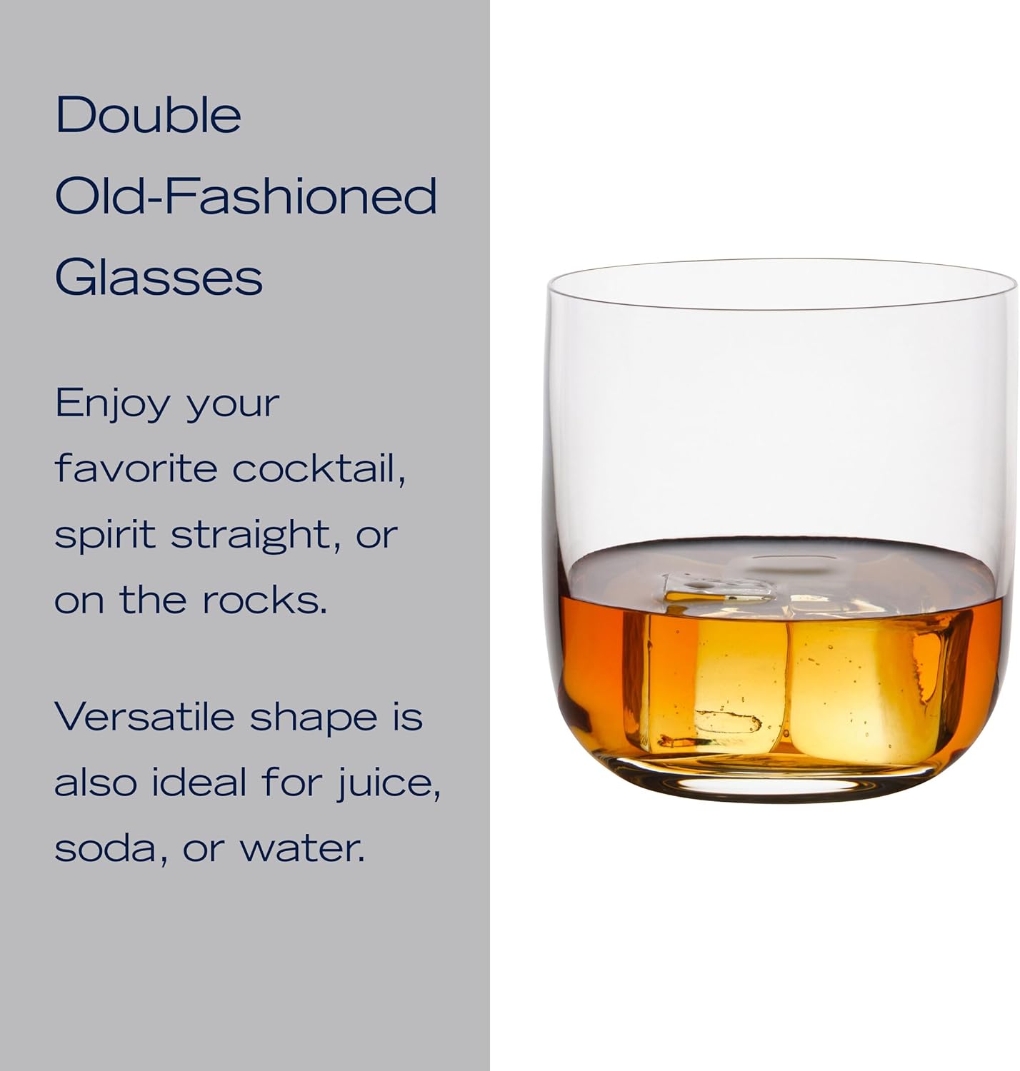 Mikasa Upton Lead-Free Double Old Fashioned Rocks Beverage Juice Glasses, Set of 4, 13 Ounce