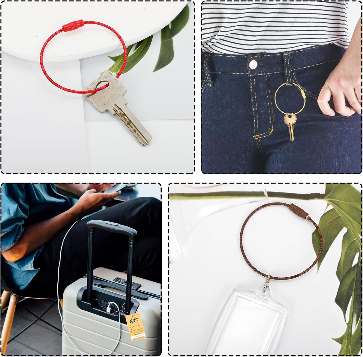 40PCS Stainless Steel Wire Keychain Cable,Luggage Tag Loops Durable Metal Key Rings for Keys, ID Tags & More (Colorful) - Image 6