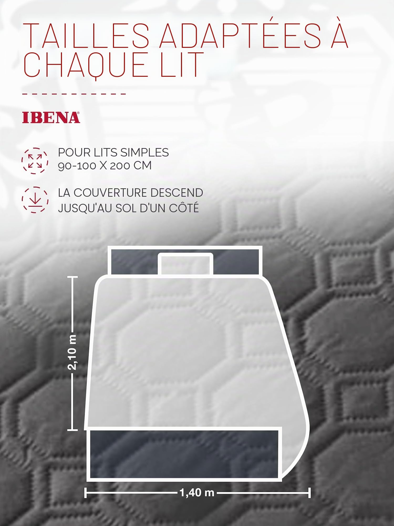 IBENA Nancy Plaid Jete de lit 140x210 cm - Motif Moderne, Lavable en Machine, Couvre lit uni Anthracite, Motif torsadé