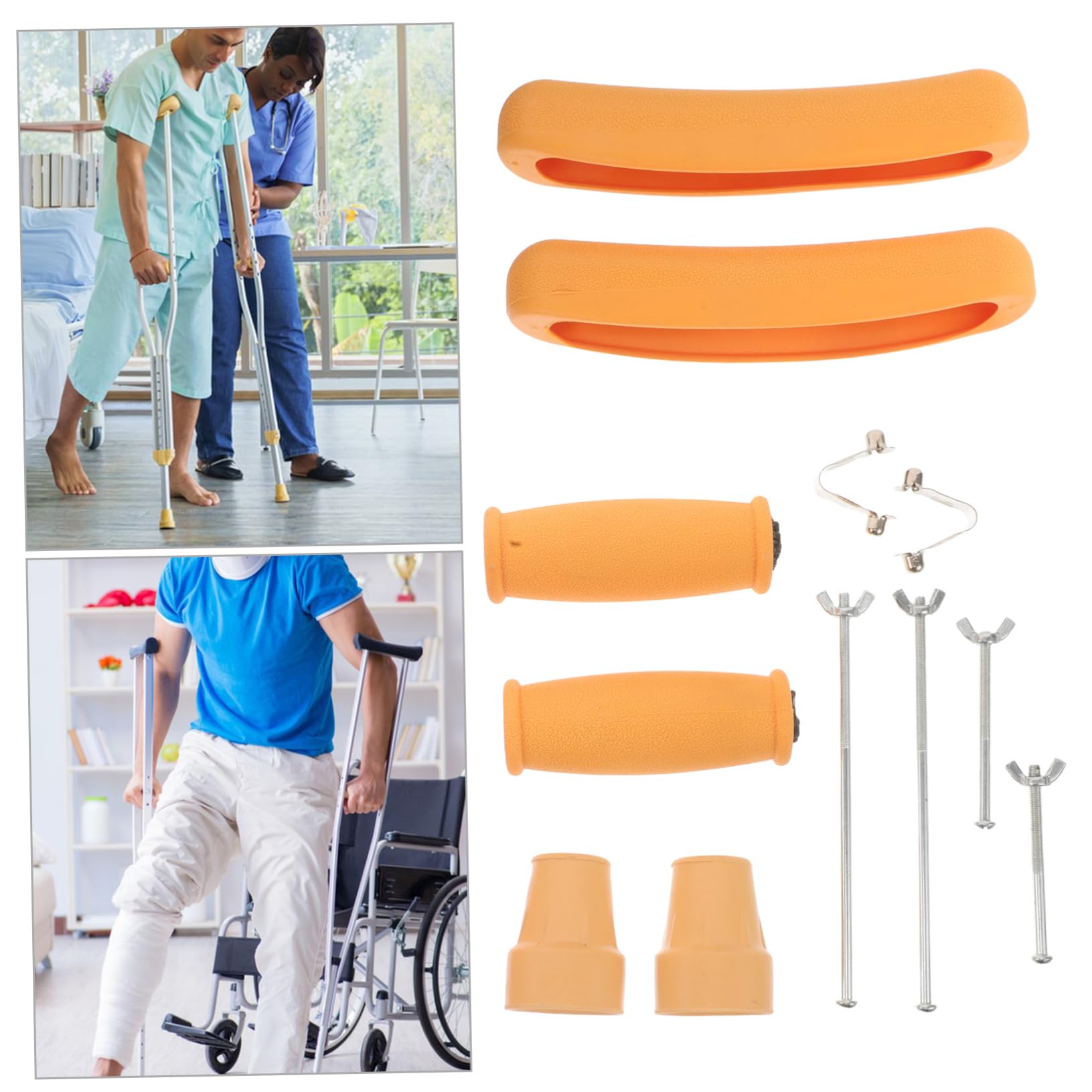 SHINEOFI Juego de Repuestos para Muletas Almohadillas para Axilas y Empuñaduras Antideslizantes de Goma, Diseño Ergonómico para Ayudas para Caminar