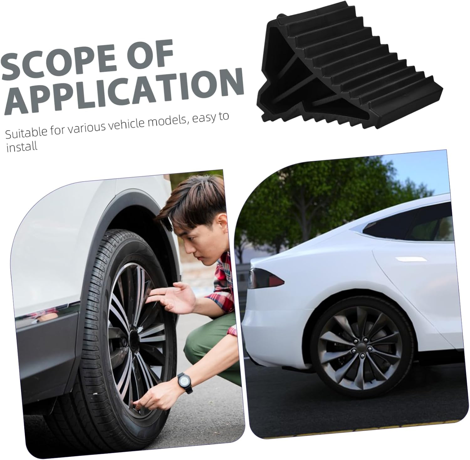 Heavy Duty Rubber Wheel Chocks Tire Skid Prevention for Rv Trailers and Cars Durable Non-damaging Design Fit for Enhanced Vehicle Stability and Safety