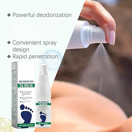Miniatura 6 de Spray desinfectante para pies con aceite de árbol de té, aceite de árbol de té, spray desinfectante transparente para pies (2 unidades)