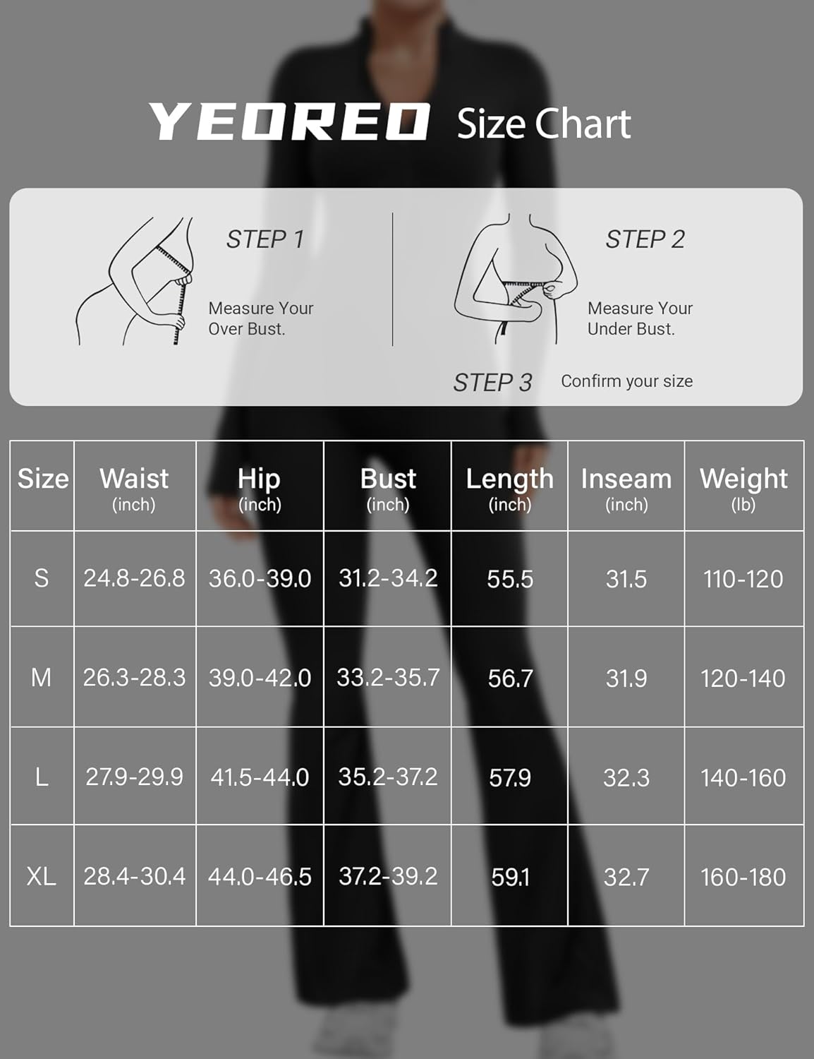 YEOREO Women Long Sleeve Flare Workout Jumpsuit Zip Up Romper Bottom Pants Wide Leg Bodysuit Bodycon Sexy One Piece - Image 6