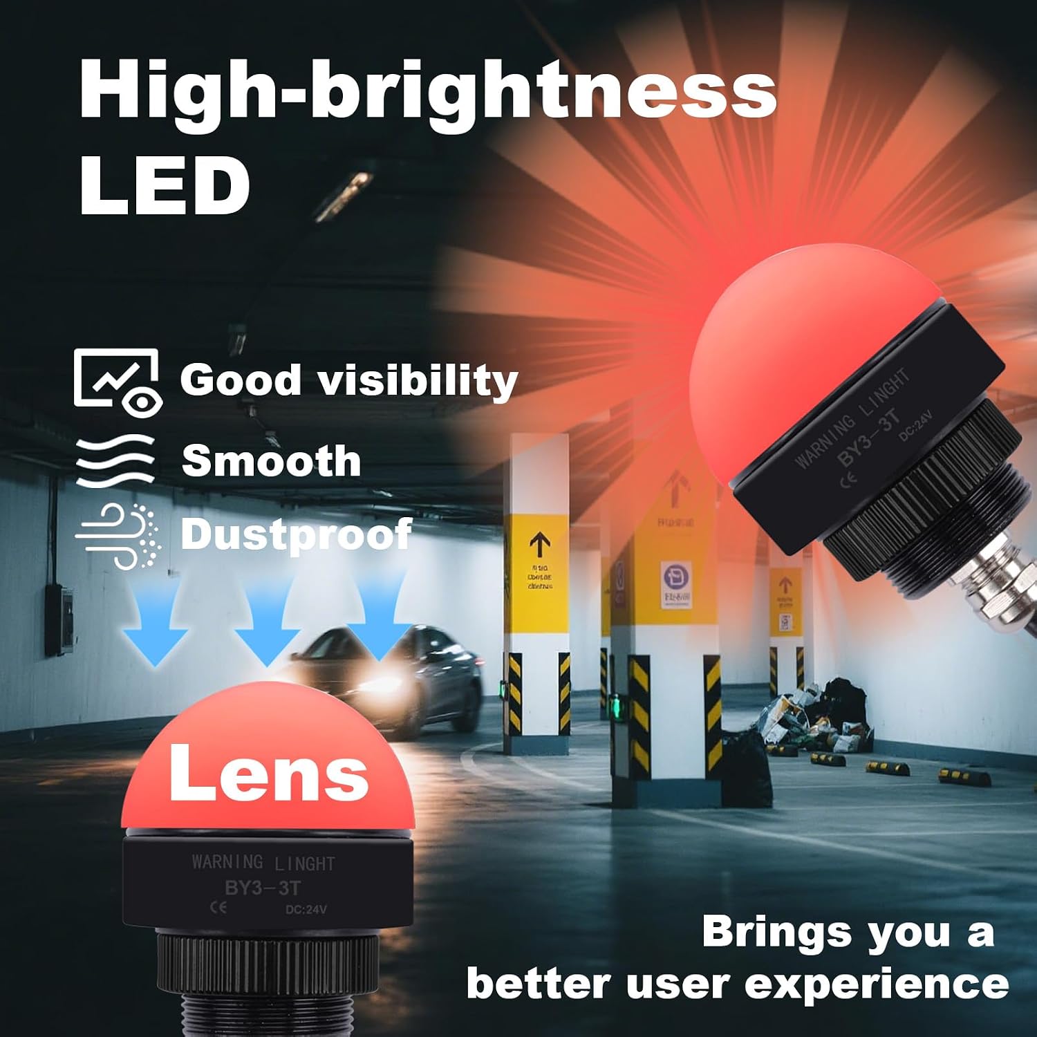 24V Industrial Warning Light, DC/AC 3 Colors 1 Layer LED Signal Tower Indicator, IP65 Waterproof, Continuous Visual Alert for Machinery Safety