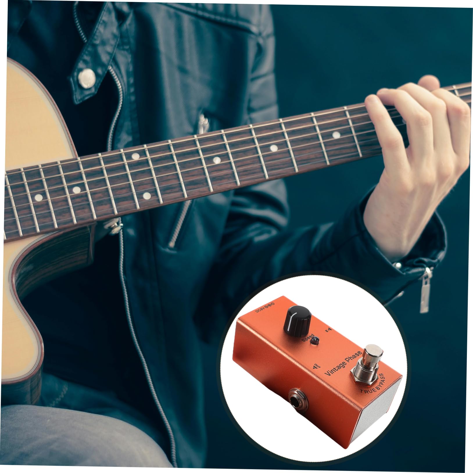 Pedale Effetto per Chitarra Elettrica Mini Retro Fase | True Bypass, Luci Indicatore Chiare, Metallo Arancia, per Recording e Suonare Chitarra Elettrica