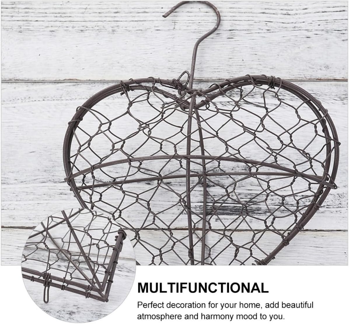2Pcs Iron Heart Shape Hanging Basket Planters for Succulents, Decorative Plant Pots with Iron Frame for Indoor Outdoor Garden and Patio Hanging Display