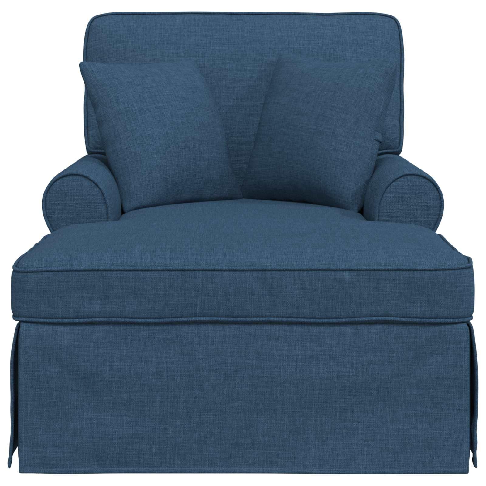 Chaise Lounge con gonna e 2 cuscini, in tessuto blu, 91 x 157 x 91 cm, imbottita, con braccioli e schienale, ergonomica, imbottita, per soggiorno, camera da letto, ufficio, rilassarsi, leggere