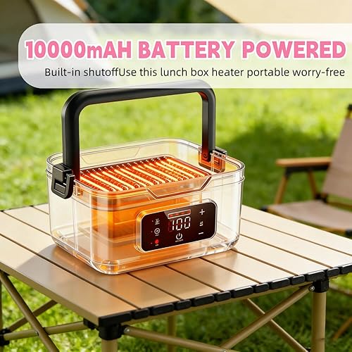 Miniatura 4 de Lonchera térmica - Calentador de alimentos portátil para el trabajo, lonchera eléctrica inalámbrica para adultos y hombres, lonchera calentable