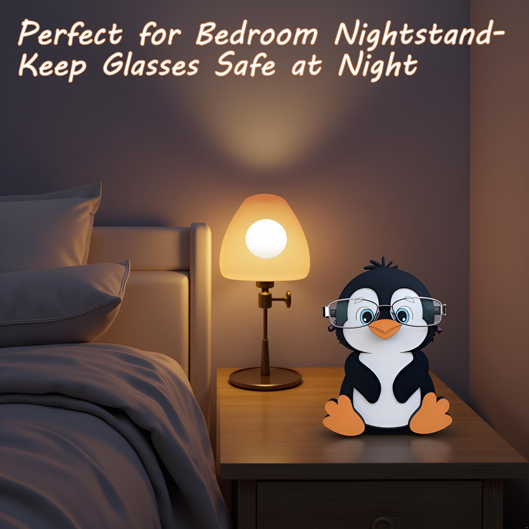 Brillenhalter aus Holz, kreativer niedlicher Tier-Brillenhalter, handgefertigt, kreatives Sonnenbrillen-Display für Desktop-Accessoire, Heimbüro-Dekor, Geburtstag（Hund） (Pinguin)