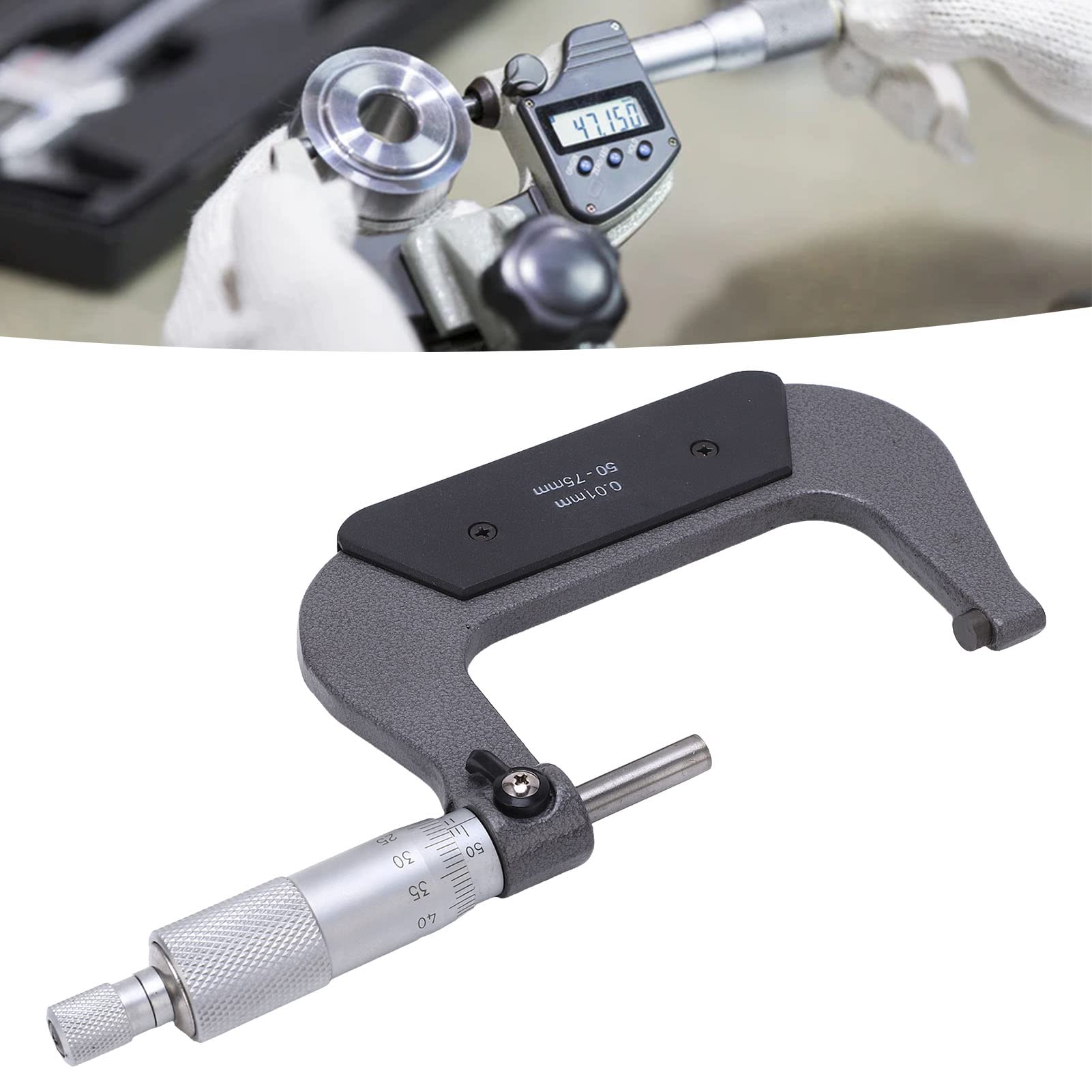 Tissting Micromètre 25-50 mm/50-75 mm/75-100 mm Précision 0.01 mm Outil de Mesure Portable - Micromètre en Alliage d'aluminium pour Mesures Précises et Répétées Idéal pour Ingénieurs et Machinistes