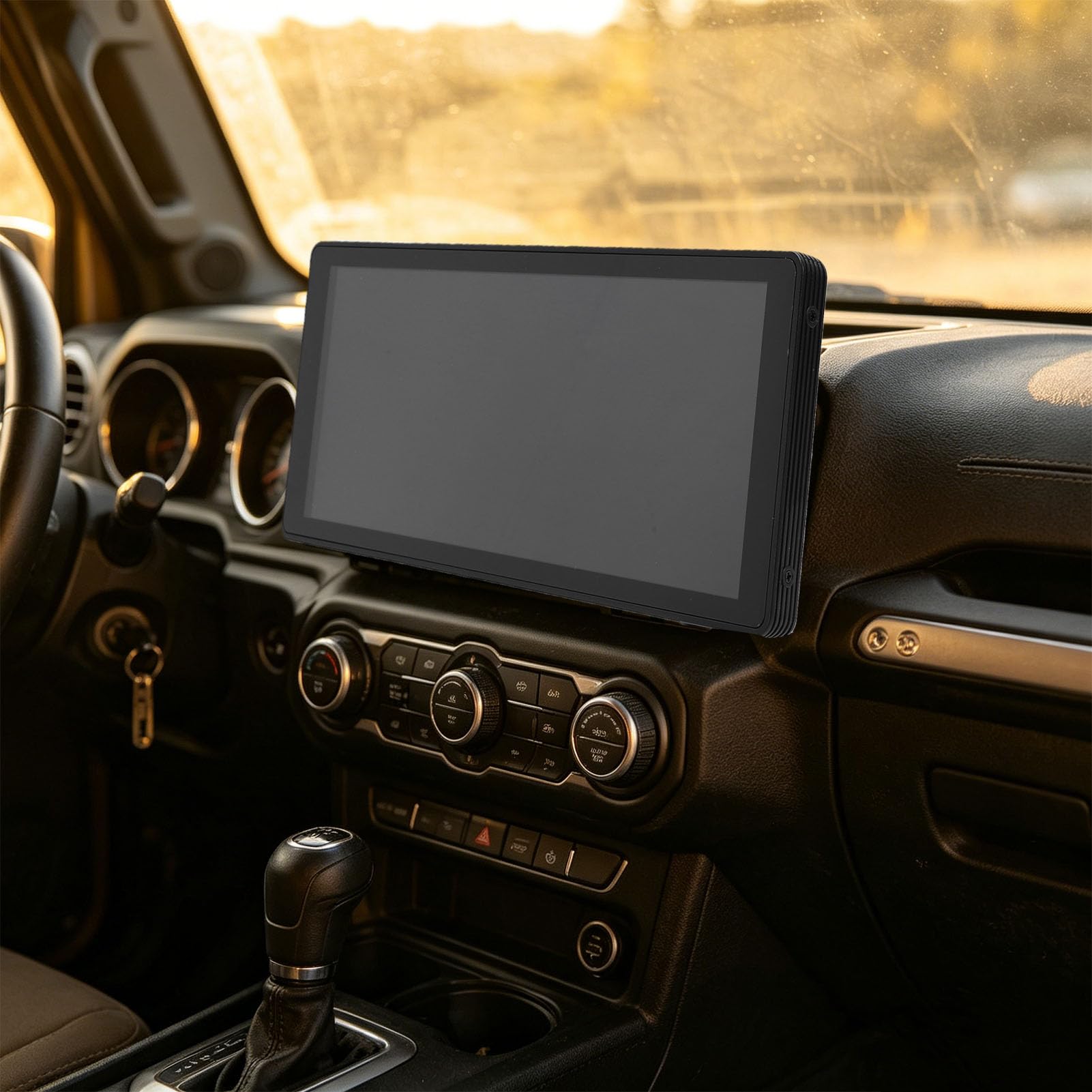 Denash Ekran Samochodowy o Przekątnej 10,2 Cala, Bezprzewodowy Odtwarzacz Samochodowy i Ekran Dotykowy Android Auto, Sterowanie Głosowe Nawigacja GPS Bluetooth FM i Zestaw Głośnom (Stojak na biurko)