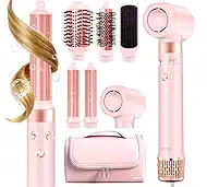 ABNER 6 in 1 Professional Hot Air Styler Auto Curler - Powerful Hair Dryer Brush & Straightener Set, Fast Drying Curling Volumizing Straightening, Styling Without Heat Damage, for All Hair Lengths