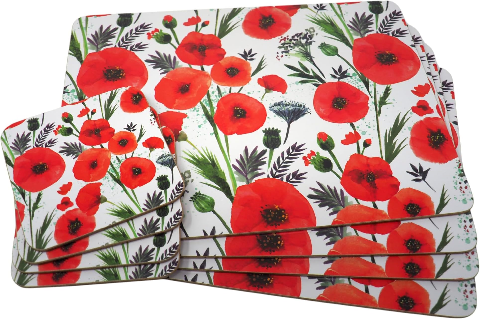 LP Set Of 4 Poppy Dinner Place Mats And Coasters