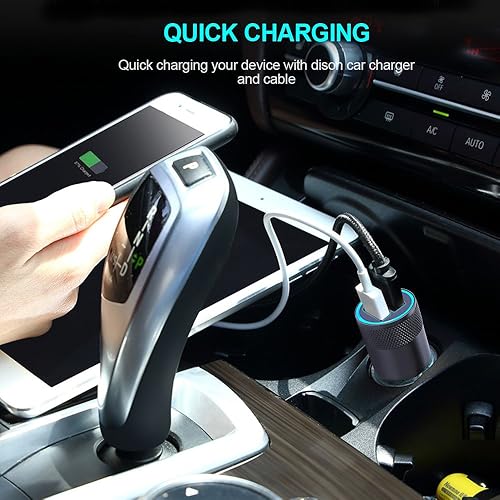 Miniatura 6 de Cargador de coche USB tipo C, adaptador de coche de doble puerto con cable USB C de carga rápida de 6 pies para Samsung Galaxy S24 S23 S22 S21 S20