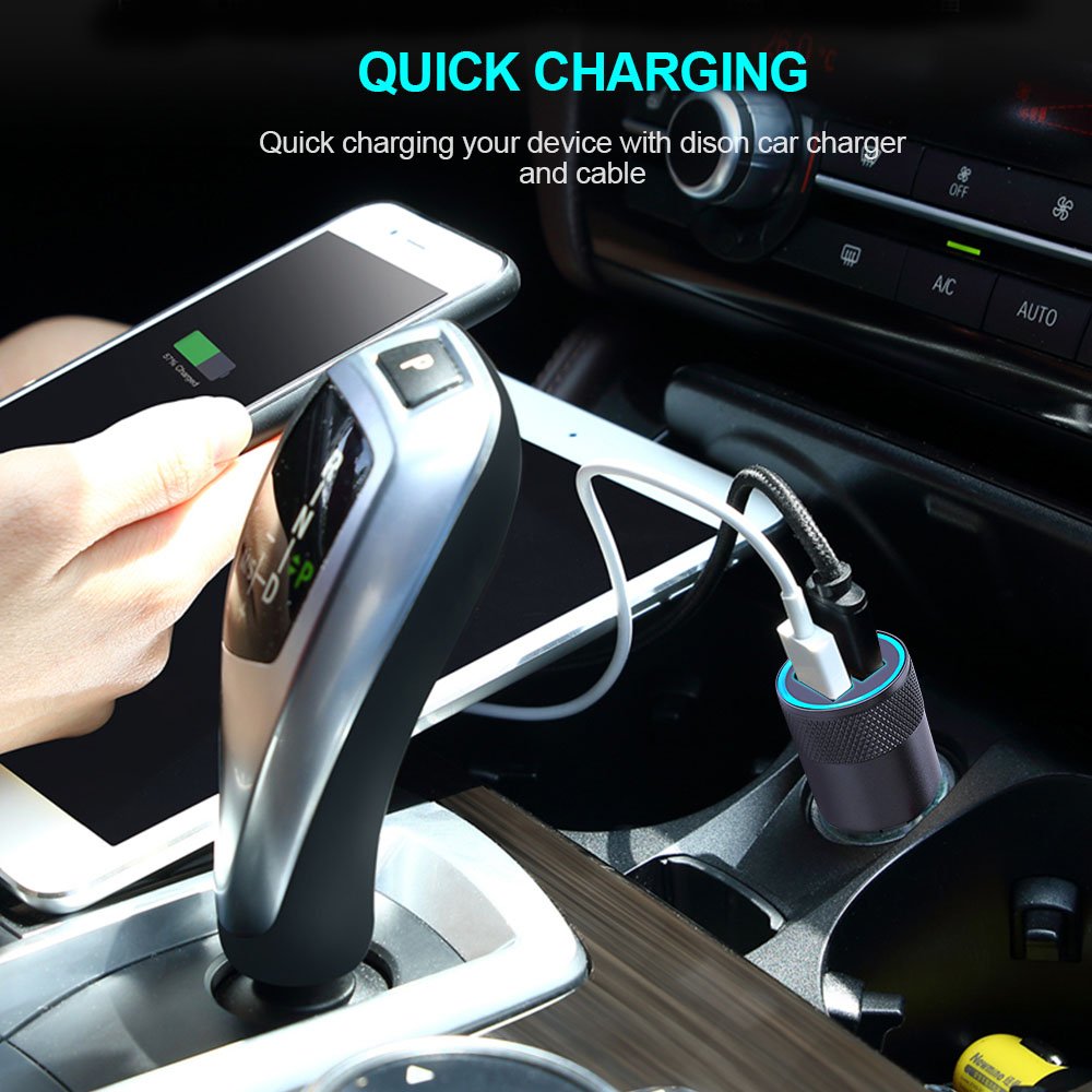 Cargador de coche USB tipo C, HUHUTA de doble puerto con cable de carga USB C de 1,8 m para Galaxy S8 Plus, Macbook, LG G6 V20 G5, ZTE Axon 7, Google Pixel, Nexus 6P 5X, Nintendo Switch