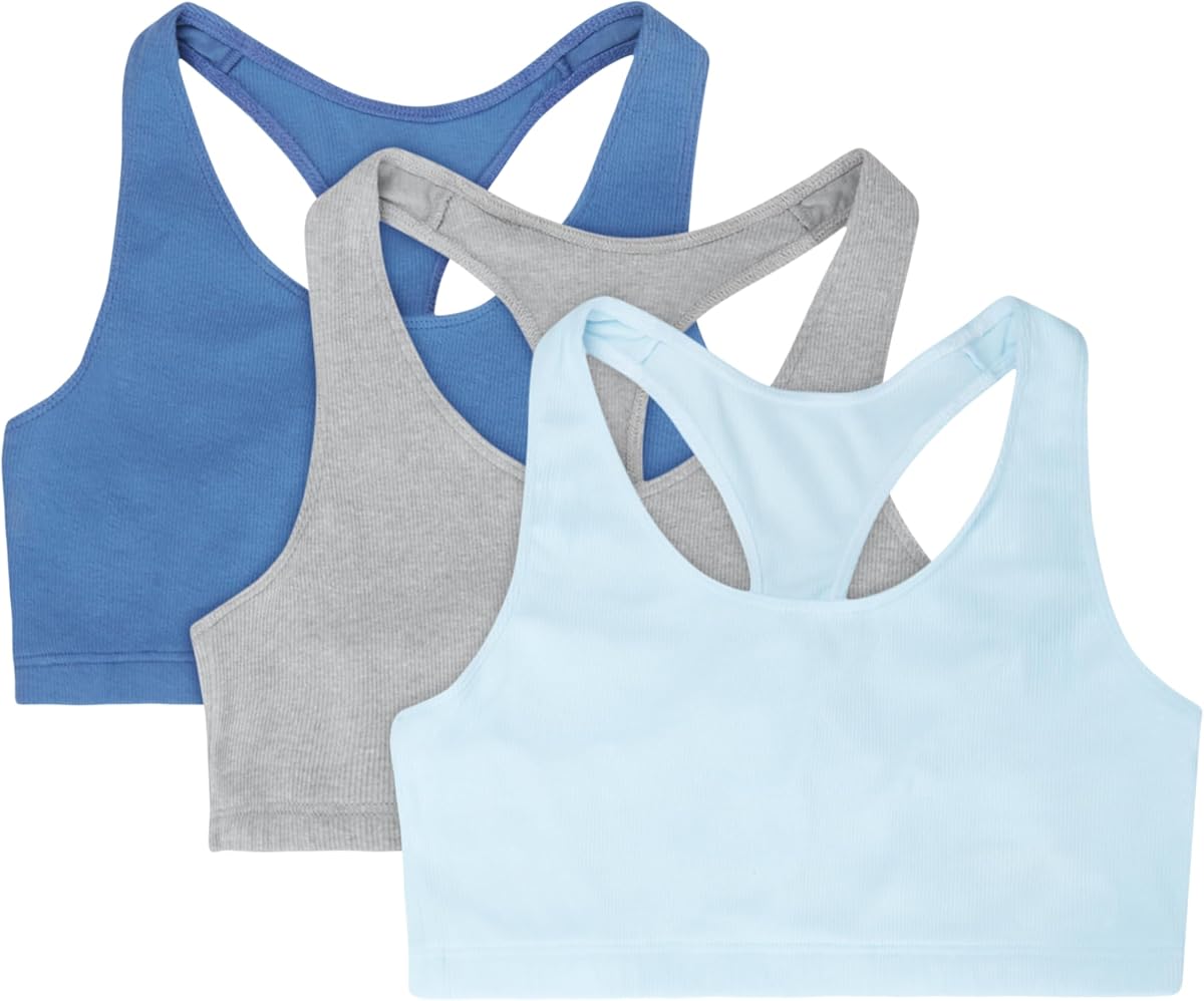 Hanes Paquete de bralette para mujer, paquete de 3, sujetadores bralette de algodón para mujer, sujetadores con espalda cruzada de bajo impacto, que absorbe la humedad