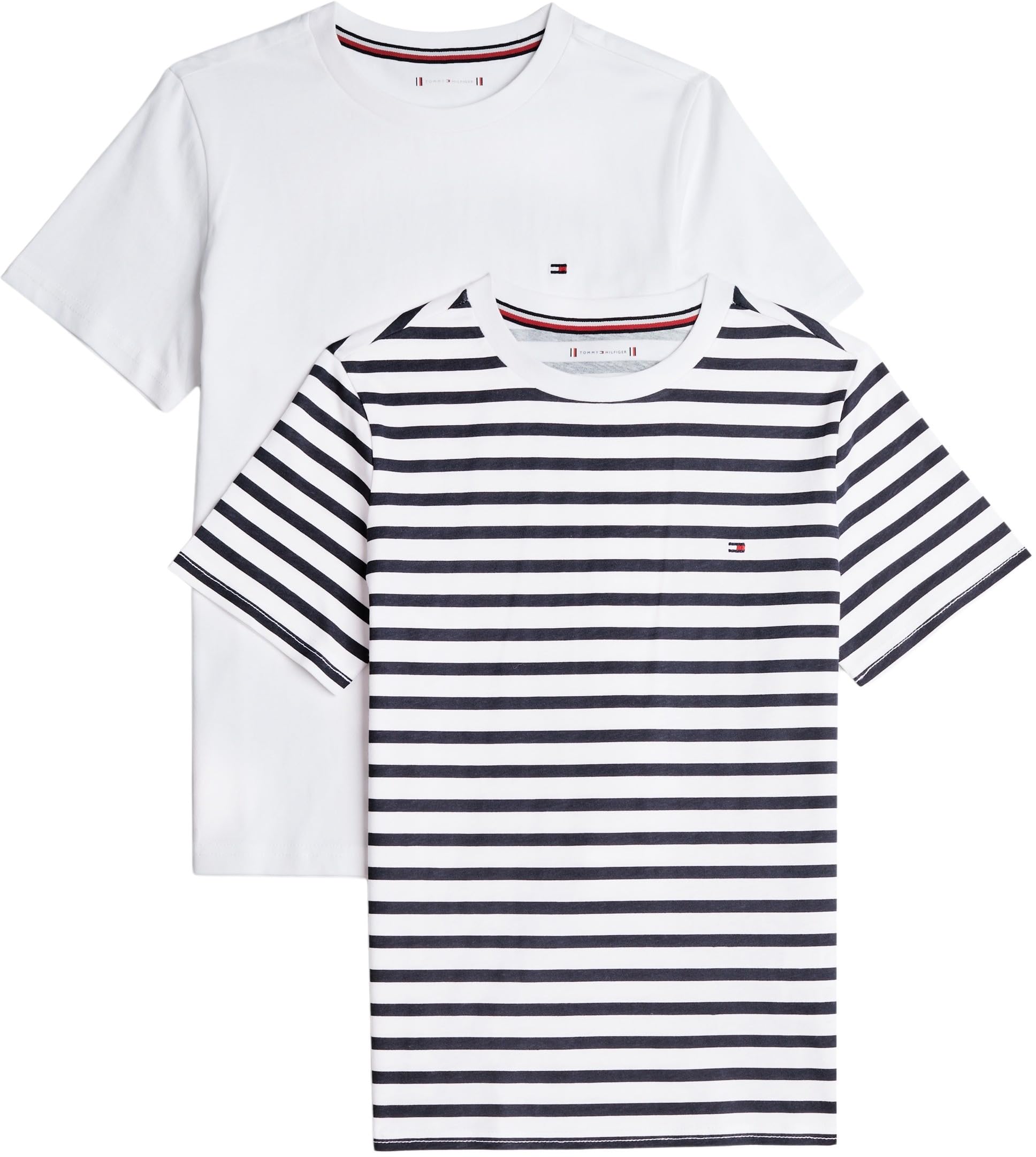 Tommy Hilfiger Camisetas de Manga Corta Infantil Unisex Pack de 2 con Cuello Redondo