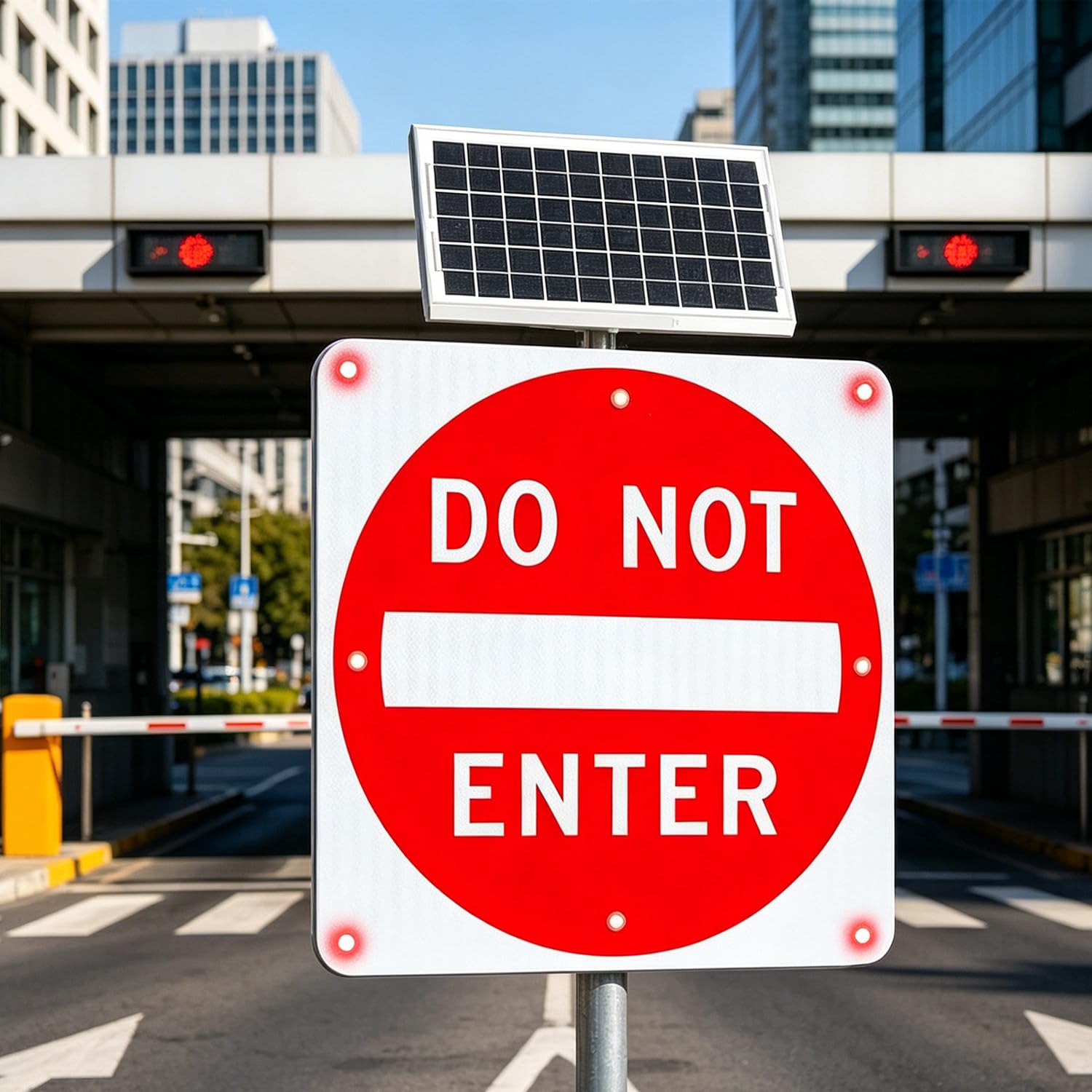 Segnale di divieto di Accesso Solare, Segnale di divieto di Accesso Stradale Lampeggiante a LED, Segnale di divieto di Accesso in Alluminio IP65 Resistente alle intemperie 24in
