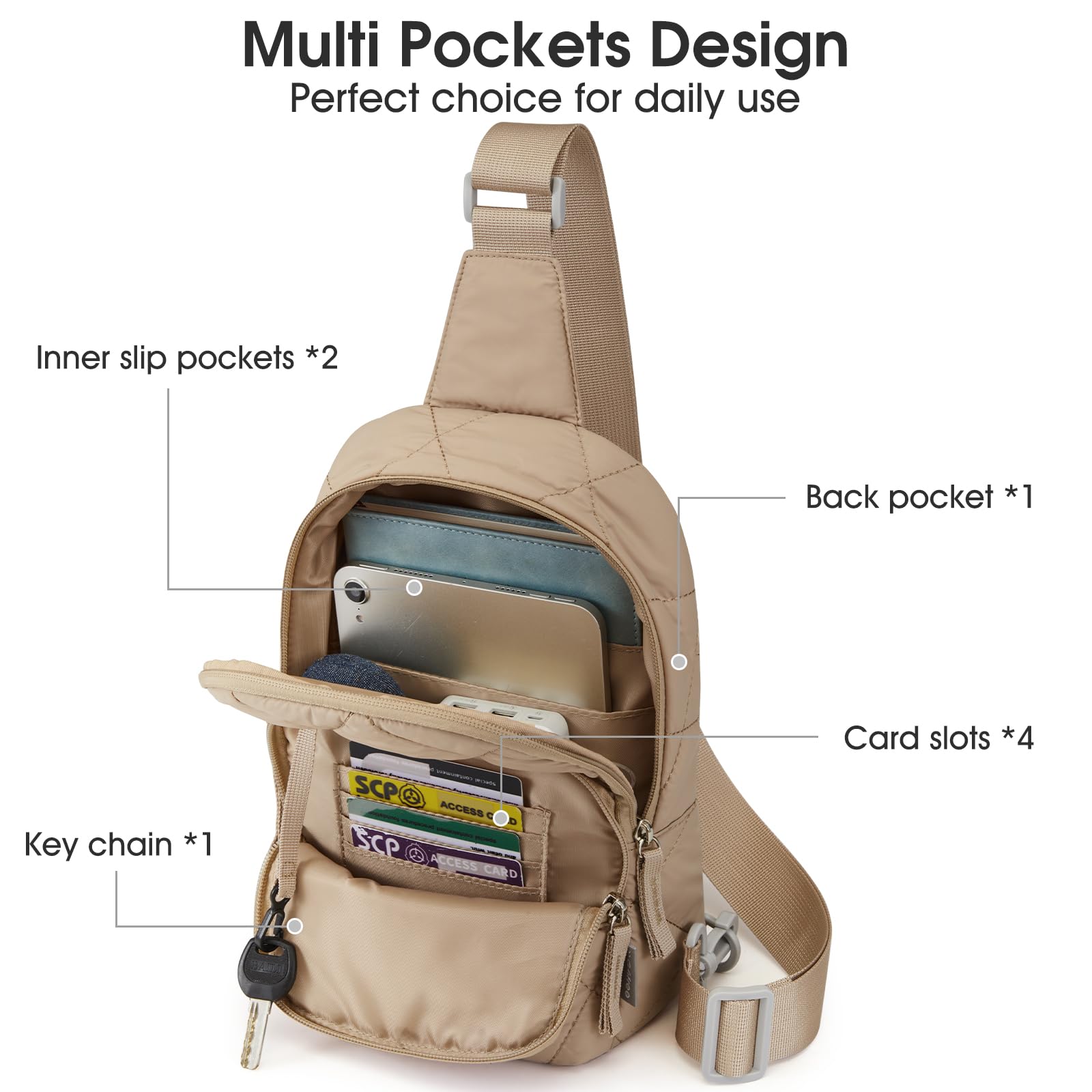 G4Free Torba na ramię dla kobiet, na co dzień, pikowana torebka crossbody, lekkie saszetki do codziennej podróży i pracy