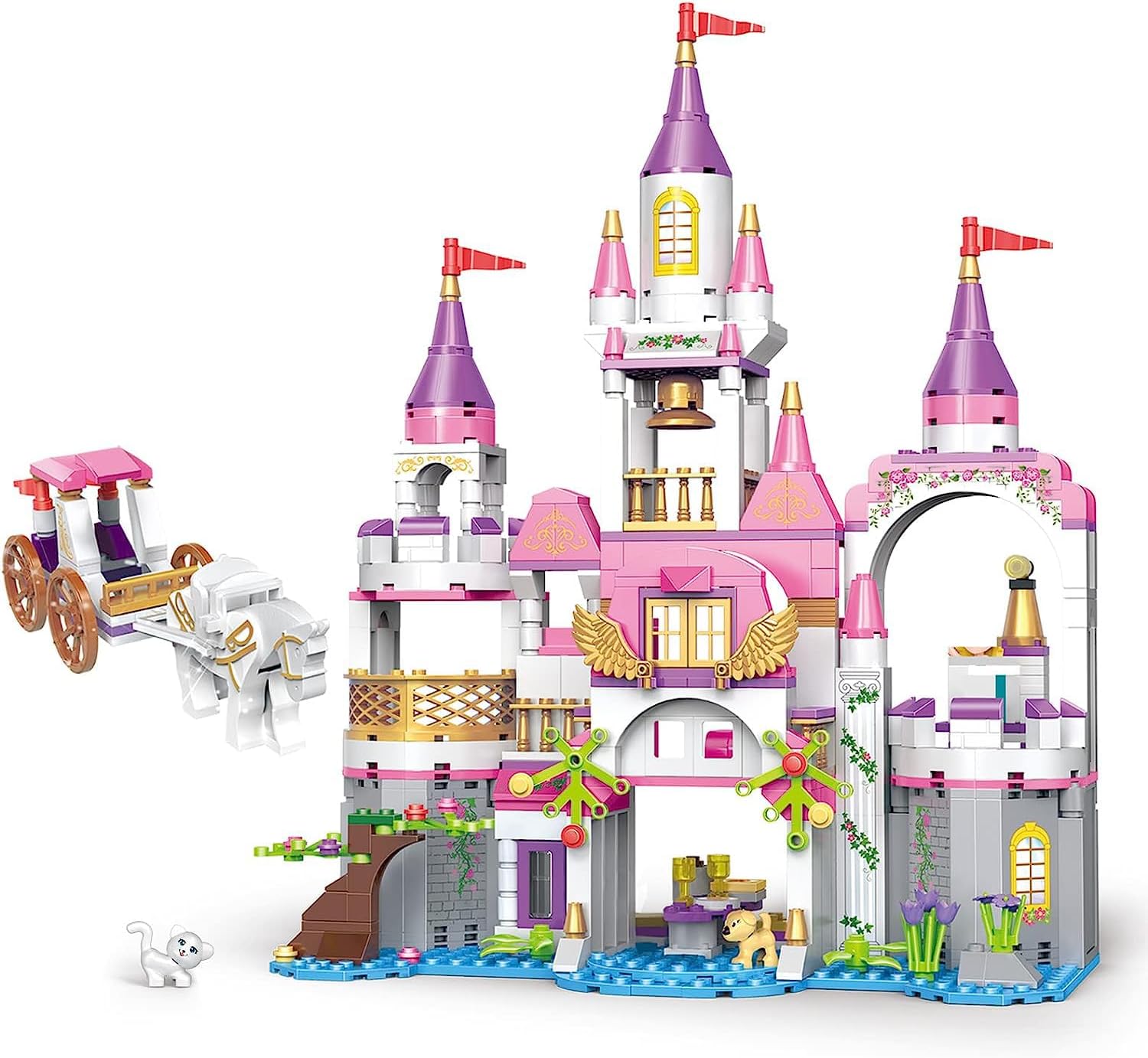 RVM Toys 516 Pcs Girls Princess Castle Doll House Palace with Prince and Carriage Building Blocks Bricks Educational Learning Construction Toys for Boys and Girls Multicolor