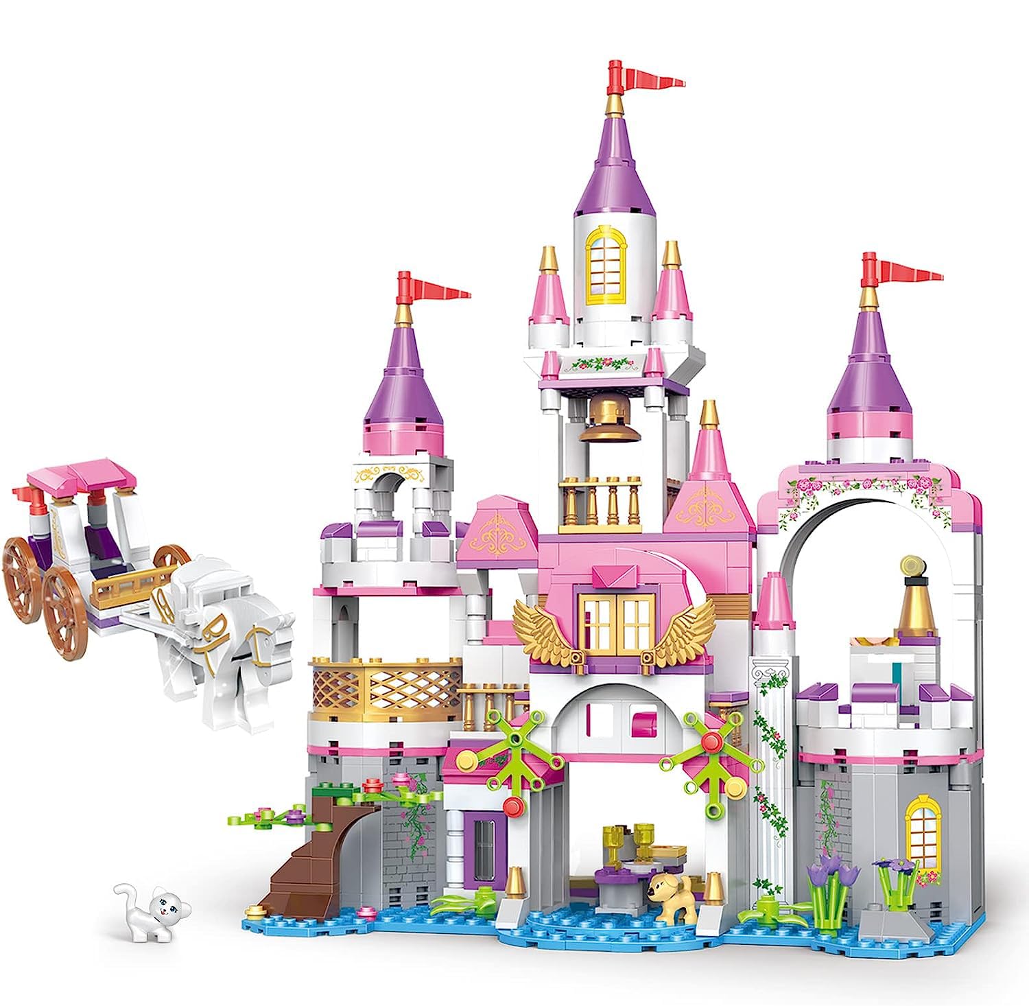 RVM Toys 516 Pcs Girls Princess Castle Doll House Palace with Prince and Carriage Building Blocks Bricks Educational Learning Construction Toys for Boys and Girls Multicolor