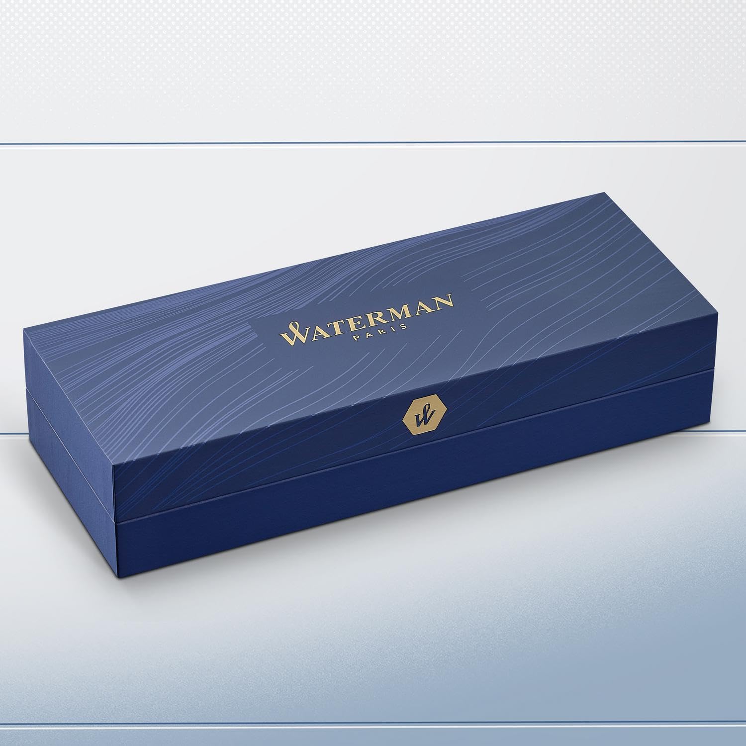 Waterman Expert - Penna a sfera di alta qualità, laccata oro metallizzato con finiture in rutenio nero, inchiostro nero, confezione regalo