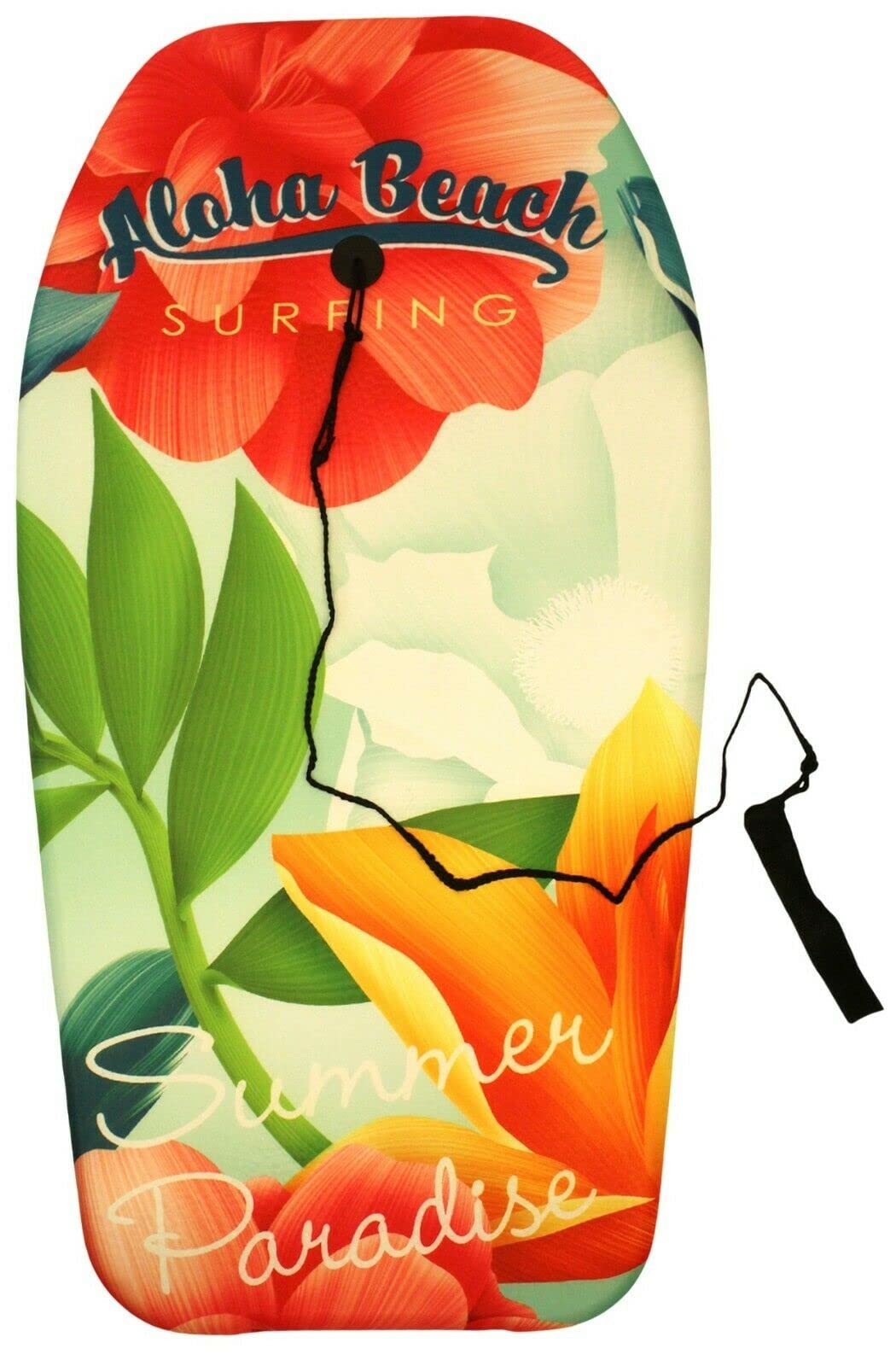 Rammento Tabla de surf Boogie de 84 cm para niños, adultos y adolescentes, correa y correa de enchufe (flor)