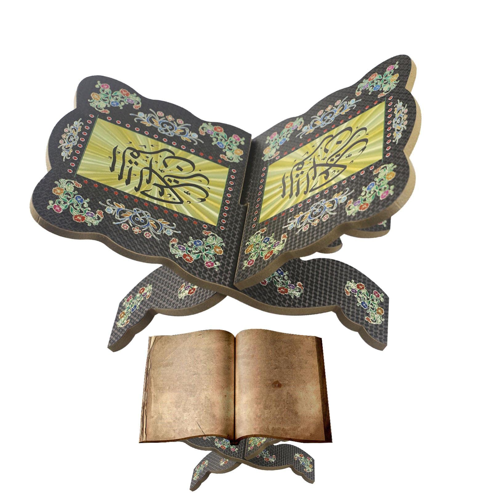 Support Coran En Bois Sculpté - Porte-livre Pliant, Décoration Islamique