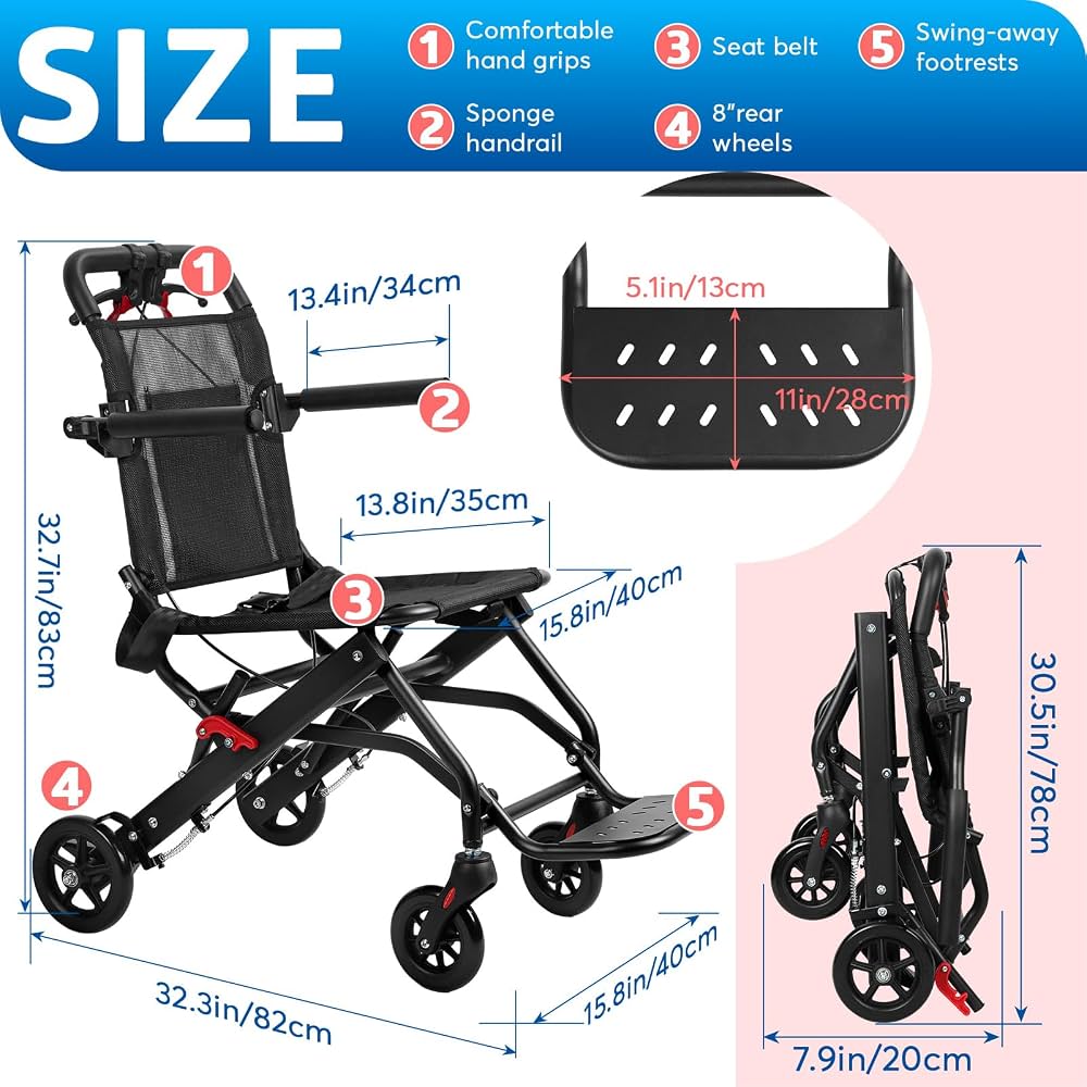 Amazon.com: Ultra Lightweight Folding Wheelchair for Adults